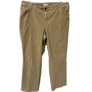 St Johns Bay Y2K Petite Stretch Corduroy Pants Women's 16P Tan Khaki Flare  Leg